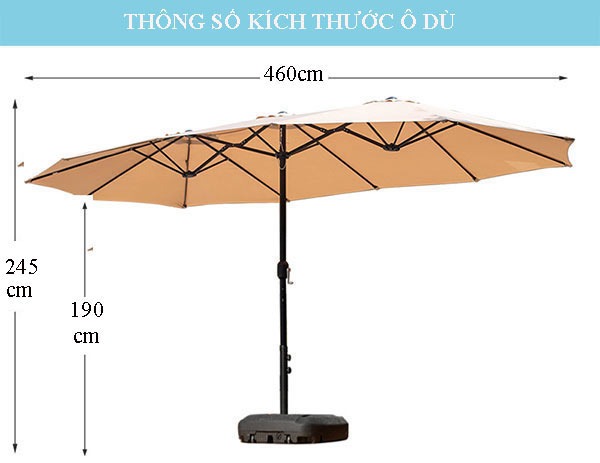 Tham khảo kích thước ô dù ngoài trời