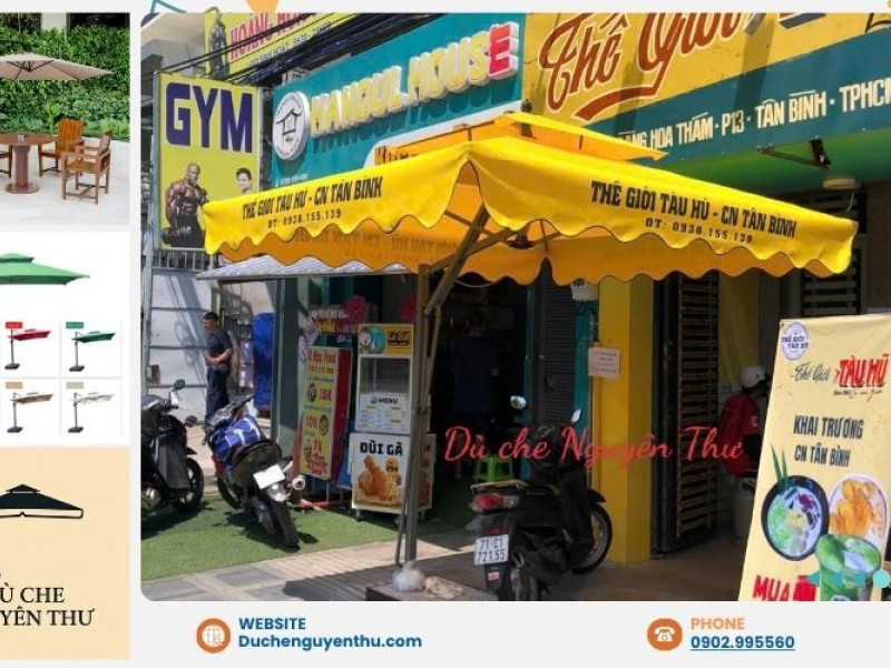 Ứng dụng của dù lệch tâm che nắng trong quán café, nhà hàng ngoài trời