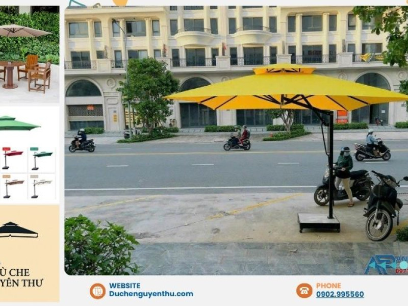 So sánh dù lệch tâm tròn và dù lệch tâm vuông: Nên thuê loại nào?